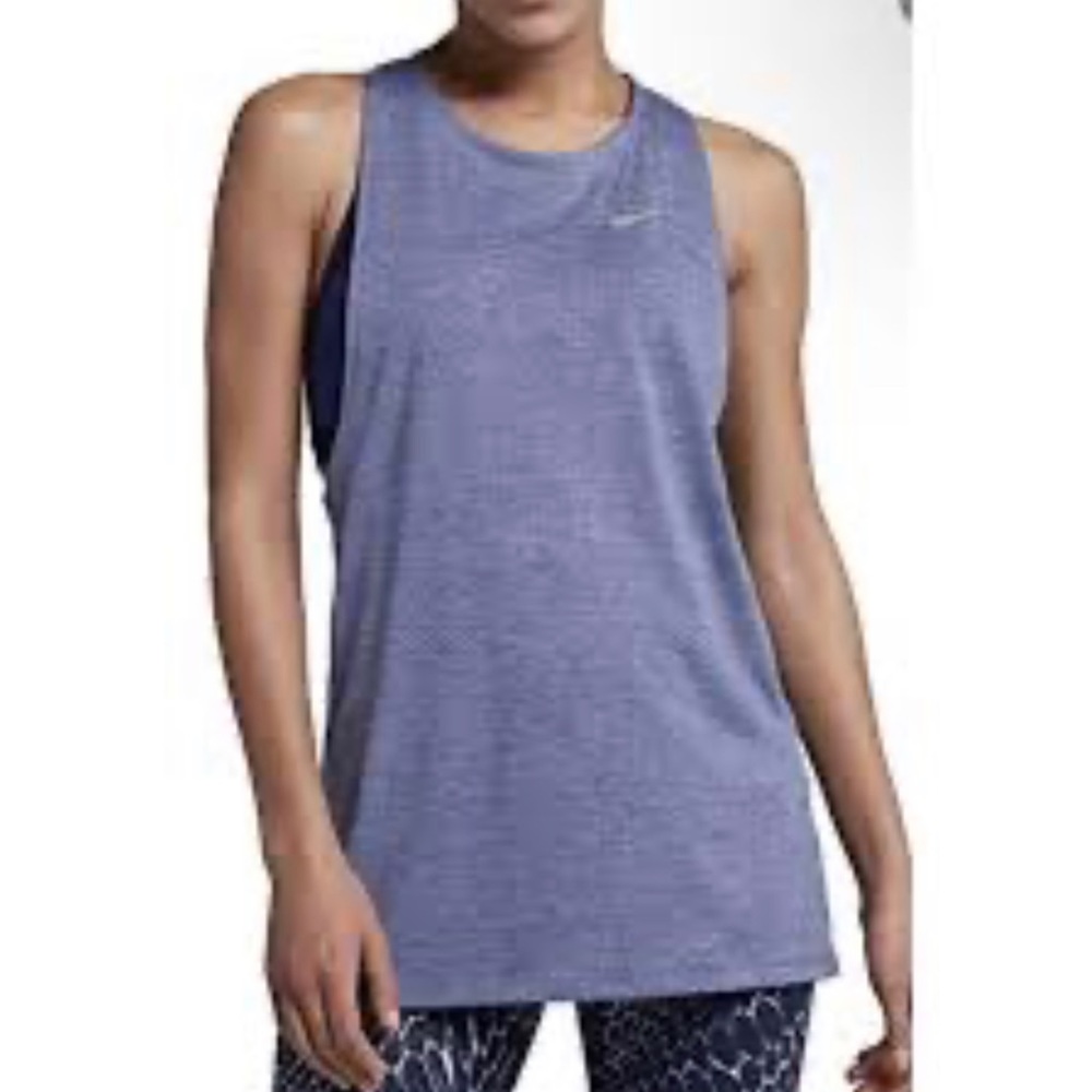 Nike Dry-Fit Medalist Running Split Tank Top Blue Size Large